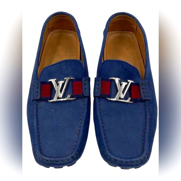 Louis Vuitton Authentic  Mens Monte Carlo Dark Blue Suede Loafer Shoes Size 9 - Picture 1 of 11